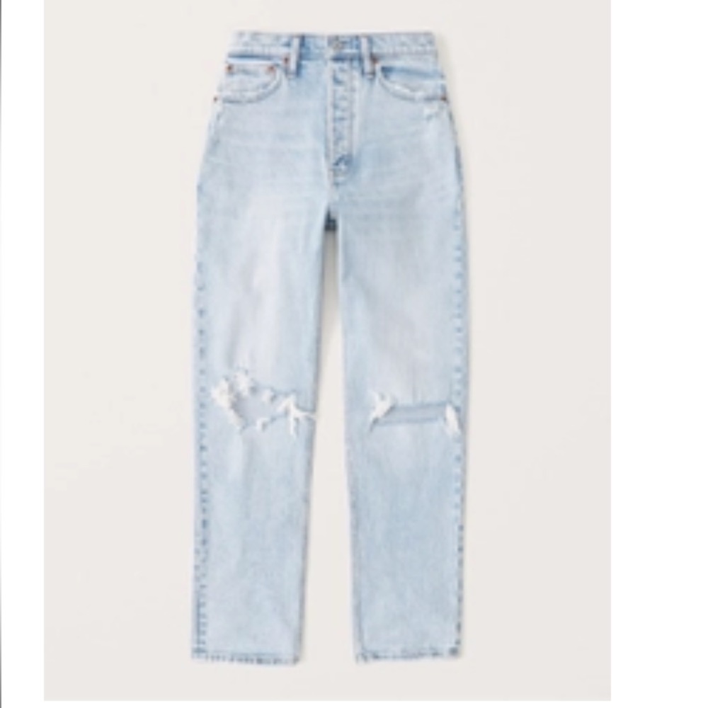 NWOT Abercrombie & Fitch High Rise Dad Jeans in Light Ripped Wash